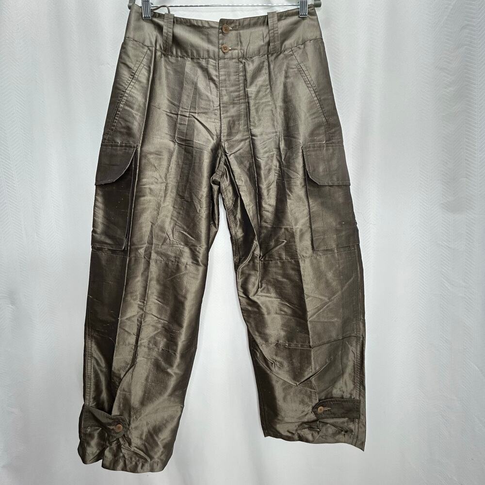 Ralph Lauren Collection Purple Label green silk balloon pants barrel leg cropped